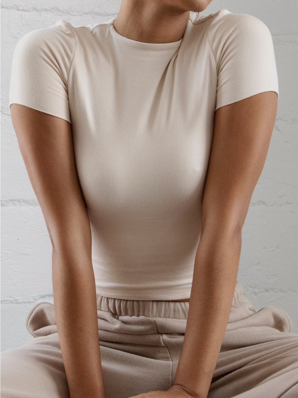 NWT Re Ona Signature Tee in Ivory - XS